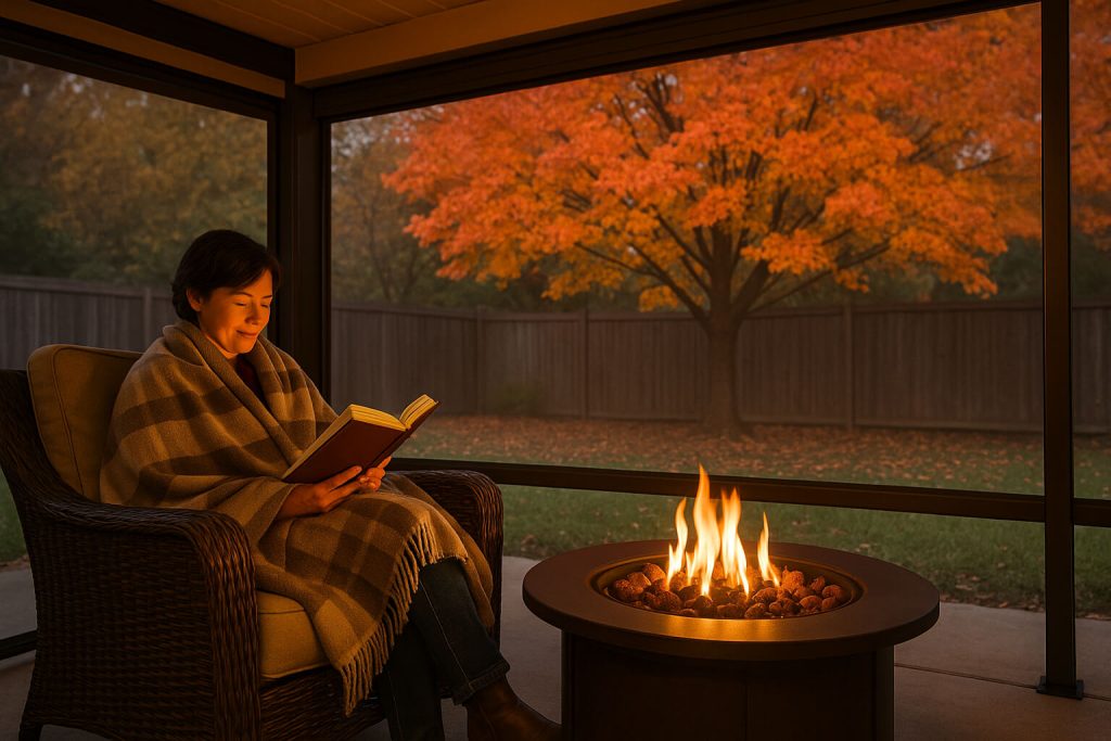 Dallas/Fort Worth-cozy outdoor patio-retractable screens